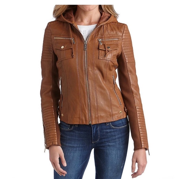 Michael Kors Quilted  Leather Jacket w/ hood - Picture 7 of 7